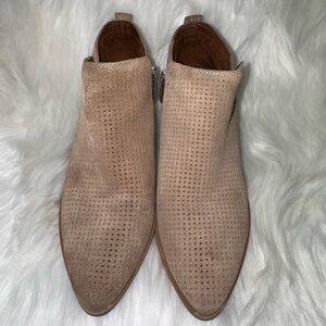 Franco Sarto Tan Ankle Booties with Perforated Design